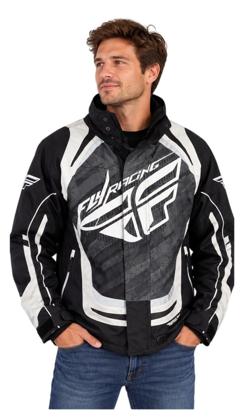 Fly Racing Aurora Snowmobile Jacket Men’s Medium Black White Zip Liner